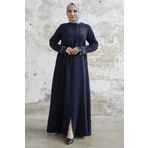 InStyle Kolu Çiçek Taşlı Ferace - Lacivert