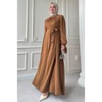 inStyle Kolu Kuşak Bağlamalı Camel Elbise - 40