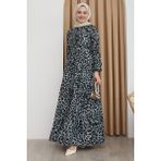 inStyle Leopar Desen Antrasit Viskon Elbise - 50