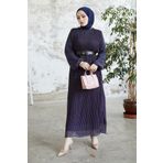Instyle Minda Mor Çıtır Puantiyeli Şifon Elbise