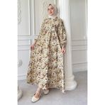 inStyle Nergis Çiçeği Kahverengi Mango Elbise - 40