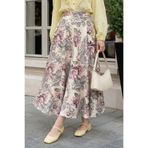 InStyle Paisley Desen Şifon Saten Etek Pudra