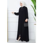 InStyle Pileli Medine İpeği Ferace - Siyah TYC331NKHN170722421363796