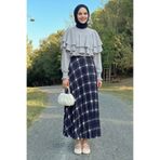 InStyle Piliseli Ekose Lacivert Etek