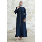 InStyle Sağ Kısmı Taş İşlemeli Ferace - İndigo