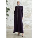 InStyle Sağ Kısmı Taş İşlemeli Ferace - Mürdüm