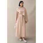 inStyle Şal Detay Bej Modal Elbise - L - XL