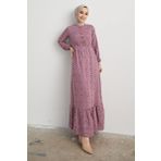 Instyle Siera Lila Kalpli Puantiyeli Dokuma Elbise