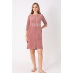 Intensive Collection Kiremit Fermuarlı Dantelli Cepli Pamuklu Havlu Truvakar Kollu Elbise - 2XL - Sütlü Kahve