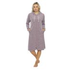 Intensive Kapüşonlu Çizgi Desenli Fermuarlı Elbise 24053 (Somon, 2XL)