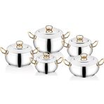 İnter Çelik Gülistan 10 Parça Çelik Sap Gold Tencere Seti