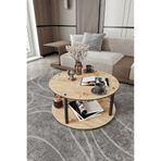 İnter Home Dekoratif Mdf Masivo Orta Sehpa 70x70 YUVARLAK Safir Meşe