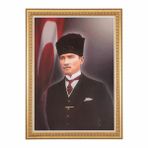 İnter INT-025 50 x 70 cm Varaklı Çerçeveli Duvara Monte Atatürk Portresi
