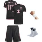 Inter Miami Messi Futbol Çocuk Forması 4'lü Set Çorap+Bileklik Hediyeli - 9 - 10 Yaş - Siyah