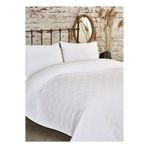 INTER Z Tek Kişilik Beyaz Dama Desenli Pike. Damalı Otel Pikesi 160x230