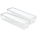 InterDesign 52630 M2EU Linus çekmece içi düzenleyici için çatal bıçak kutusu çatal bıçak kaşık (servis) takımı, mutfak spatulası, plastik, Clear, 10,16 x 40,64 x 7,62 cm