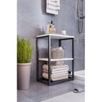 interGO, Metal Ayaklı ve Ahşap Raflı Dekoratif Banyo Rafı, Beyaz, BR2