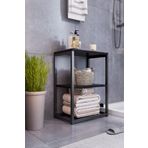 interGO Metal Ayaklı ve Ahşap Raflı Dekoratif Banyo Rafı