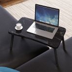 İntergo Renkli Laptop Sehpası Katlanabilir Yatak Koltuk Üstü Kahvaltı Bilgisayar Sehpası Siyah Mermer - Y: 24 cm D: 35 cm G: 60 cm