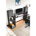 InterGO Throne Dolaplı, Kitaplıklı, Raflı Çalışma Masası, Bilgisayar Masası, Çocuk Çalışma Masası Antrasit Gri