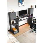 İntergo Throne Kitaplıklı Çalışma Masası, Raflı Kapaklı Oyuncu Masası - 184x45x120 - Antrasit