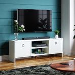interGO-Tv Sehpası Kapaklı Raflı Tv Ünitesi Televizyon Sehpası (Beyaz)