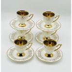 Interlife Vintage Gold Desenli Porselen Kahve Fincan Takımı - Beyaz - Gold