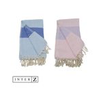 INTERZ 2'li Set Peştemal Plaj Havlusu , %100 Pamuk Mavi - Pembe