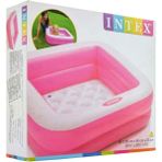 Intex 85x85x23 Cm Mini Kare Havuz Pembe Renkli - Şişme Tabanlı Havuz ve Pompa Seti - Altın