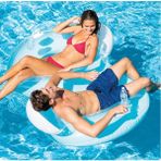 intex Çift Kişilik Yastıklı Koltuk Simit - Çift Taraflı Şişme Koltuk Simit - Şişme Yastıklı Lounge 198X117 Cm. - Tutmalı - 198 x 117 cm - Mavi