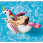 Intex Tek Boynuzlu At Şişme Deniz Yatağı 201X140X97 cm – Tutmaçlı Unicorn Ada Binici – El Pompası Hediyeli Büyük Boy Havuz & Deniz Simidi