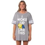 INTIMO Despicable Me Minions Kadın I Woke Up Like This Gecelik Pijama Gömlek Elbise Yetişkinler İçin, Çılgın Bana Dave, XXL