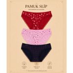 Intive Comfort Desenli Kurdele Detaylı Lacivert/Pembe/Kırmızı 3'lü Slip Set