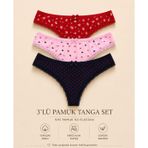 Intive Comfort Desenli Lacivert/Pembe/Kırmızı 3'lü Brazilian/Tanga Set