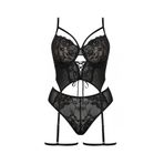 Intive Curvy Siyah Büyük Beden Jartiyerli Büstiyerli Tranparan Jartiyer Takım