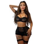 Intive Fantasy Transparan Dantelli Siyah Mini Etekli String Bralet Takım
