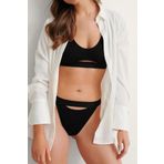 İntive Lingerie Arabella Siyah Kadın Önü Pencere Detaylı%90 Pamuklu Kadın Spor Sütyeni/Büstiyer Siyah S