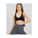 İntive Lingerie Aurafit Fitilli Derin U Yaka Kalın İp Askılı Arkası Çapraz Büstiyer/Croptop - 9044 Siyah S/M