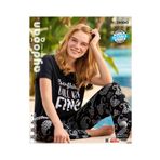 İntive Lingerie Aydoğan Homewear -Everything Will be Fine- Yazılı Viskos Yazlık Pijama Takımı Siyah L