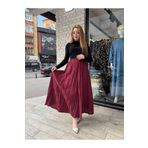 İntive Lingerie Bordo Bilek Hizasında Kabartmalı Uzun Bol Kesim Kraş Etek (Tesettür İçin Uygun)