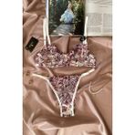 İntive Lingerie Cherry Kadın Pembe/beyaz Çiçekli Kadın Sütyen Takım - Beyaz - 85B