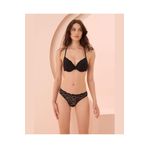 İntive Lingerie Dantelli Balenli Desteksiz Çiçek Desenli Üçgen Kesim Sütyen Külot Takım -4489 Siyah 90B