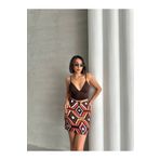 İntive Lingerie Etnik Desen Kahverengi Tonlu Slim Fit Modern Kalem Etek
