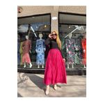 İntive Lingerie Fuşya Bilek Hizasında Kabartmalı Uzun Bol Kesim Kraş Etek (Tesettür İçin Uygun)