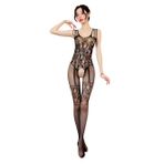 İntive Lingerie İnce Askılı Desenli Ağı Açık Jartiyer Görünümlü Vücut Çorabı Lila-Kırmızı-Siyah 5006/1 Siyah Standart