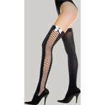 İntive lingerie-innocent&attractive Calia Yanları Full File ve Renkli Kurdele Detaylı Siyah Silikonsuz Kaliteli Jartiyer Çorabı -15464