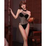 İntive lingerie-innocent&attractive Intive Boynu Wrap Kesim Fileli Arkası Tanga Kesim Mayokini/Büstiyer/Vücut Çorabı