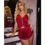 İntive lingerie-innocent&attractive Intive Comfy Kırmızı Önden Bağlamalı Dantel Biyeli Mini Şort Büstiyer Şort