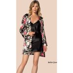 İntive lingerie-innocent&attractive Intive Saten Siyah Çiçek Desenli Sabahlık Gecelik 2'li Takım (Çeyizlik)