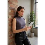 İntive lingerie-innocent&attractive Kadın Antrasit Gri Kolsuz Balıkçı Yaka Basic Bluz
